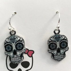 Sugar Skull Sterling Silver Earrings